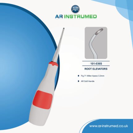 AR INSTRUMED dental Miller Apexo root elevator 3.3mm serrated tip stainless steel red silicone handle UK instrument