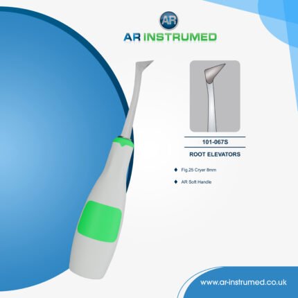 AR INSTRUMED dental Cryer root elevator 8mm right curved Bein tip stainless steel green silicone handle UK dental instrument