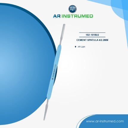 AR INSTRUMED dental cement spatula 4/2.2mm stainless steel flexible tip light blue silicone handle UK dental instrument