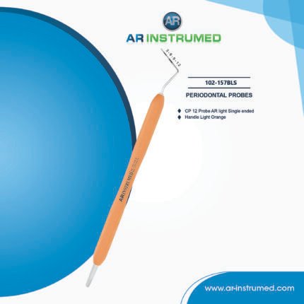 AR INSTRUMED dental CP-12 periodontal probe ball end color coded stainless steel light orange silicone handle UK