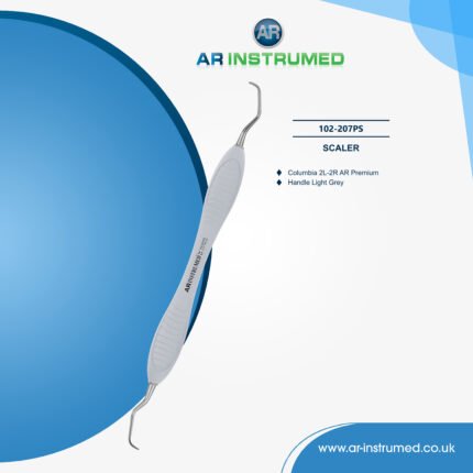 AR INSTRUMED dental Columbia scaler 2L-2R curved tip stainless steel light grey silicone handle UK periodontal tool