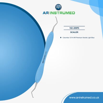 AR INSTRUMED dental Columbia scaler 13/14 curved tip stainless steel light blue silicone handle UK periodontal tool