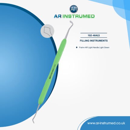 AR INSTRUMED dental composite filling instrument diamond shaped double ended tip stainless steel green silicone handle UK toolt