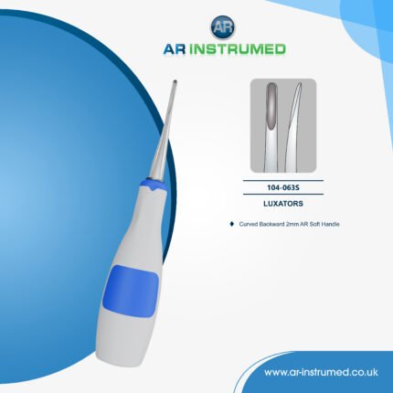 AR INSTRUMED dental root luxator tool 2mm curved backward tip blue silicone handle UK instrument