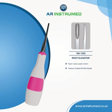 AR INSTRUMED dental Lindo Levian root elevator 4.2mm titanium coated stainless steel orange silicone handle UK instrument
