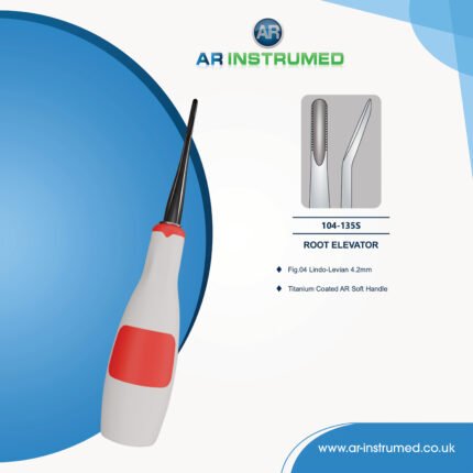 AR INSTRUMED dental Lindo Levian root elevator 4.2mm titanium coated black tip stainless steel red silicone handle UK instrument