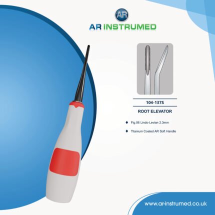 AR INSTRUMED dental Lindo Levian root elevator 2.3mm gold titanium coated tip stainless steel orange silicone handle UK instrument
