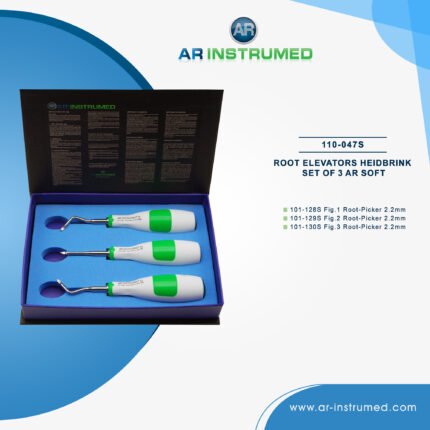 AR INSTRUMED 3 piece Heidbrink root elevator set stainless steel silicone handles UK