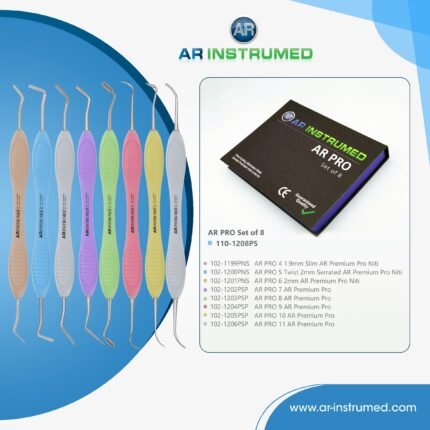 AR INSTRUMED 8-piece composite filling instruments set stainless steel double-ended dental restorative tools with silicone handles