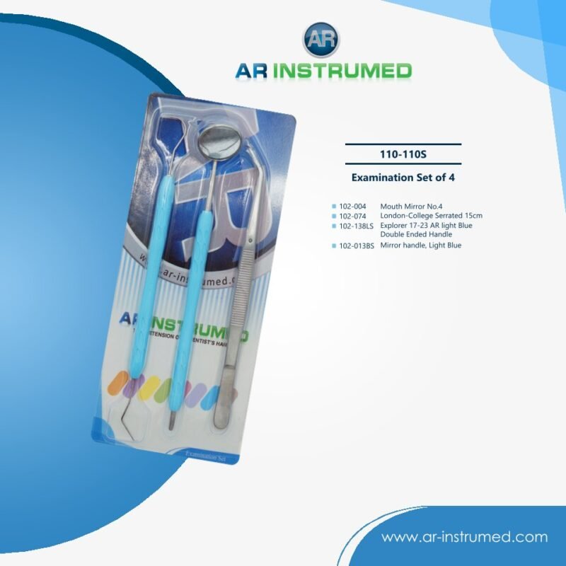 AR INSTRUMED 4 pcs dental examination set stainless steel UK mouth mirror explorer tweezer oral inspection instruments