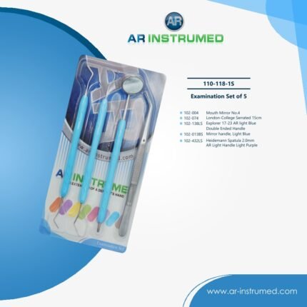 AR INSTRUMED 5 pieces dental examination set stainless steel UK Heidemann spatula mouth mirror explorer tweezer dental instruments