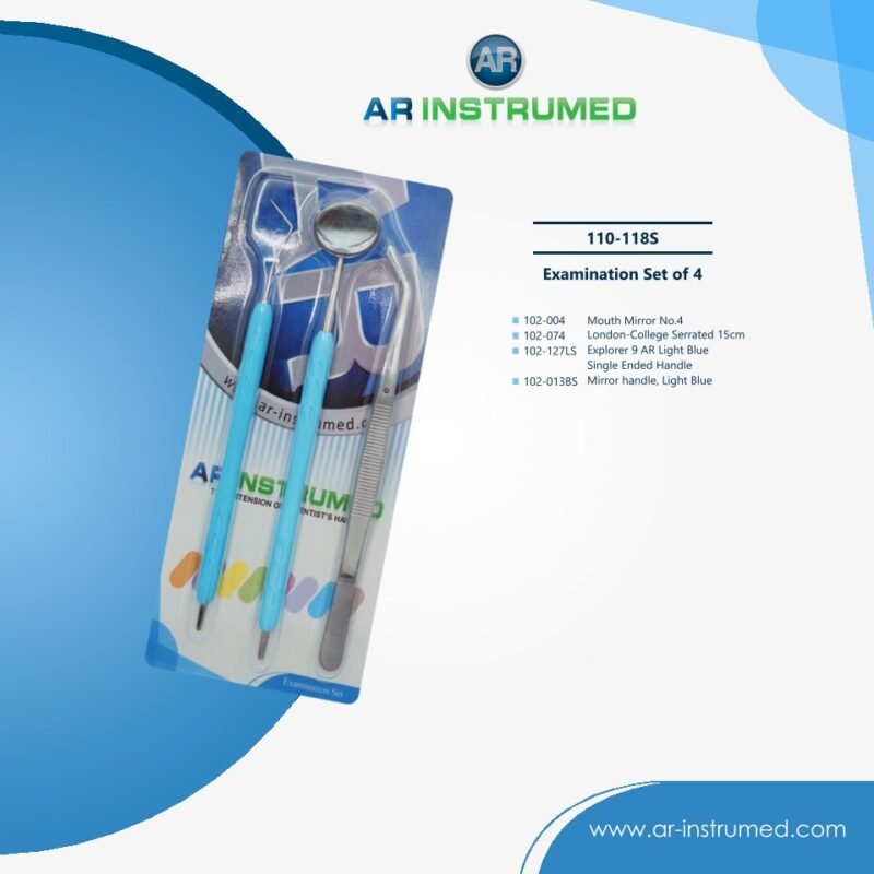 AR INSTRUMED 4 pieces dental tools oral care kit stainless steel UK mouth mirror explorer tweezer dental examination instruments