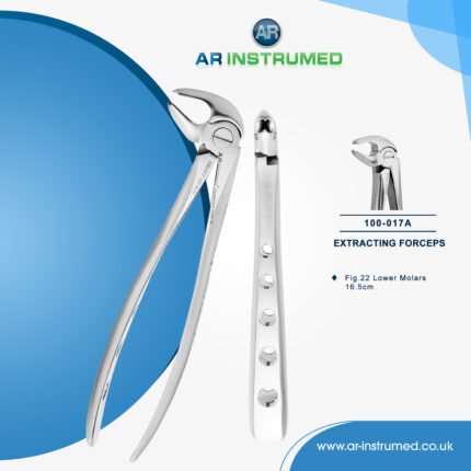 AR INSTRUMED lower molar extracting forceps stainless steel curved serrated jaws UK dental instrument