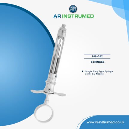 AR INSTRUMED dental aspirating syringe stainless steel UK dental delivery instrument double pigtail plunger ergonomic single ring handle tool
