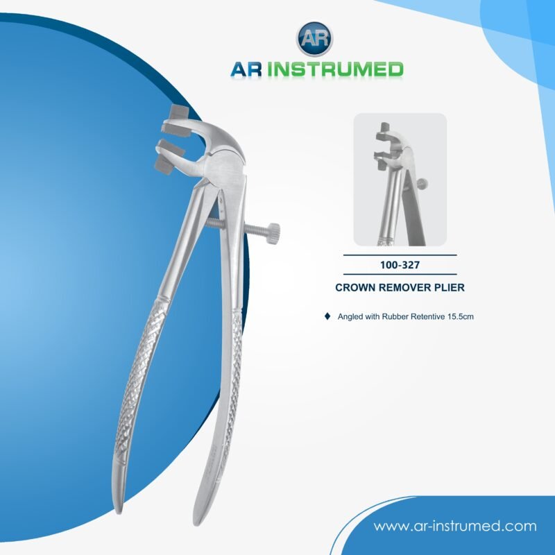 AR INSTRUMED dental crown gripper remover plier stainless steel UK dental instrument angled tip rubber pads pressure limiter crown removal tool