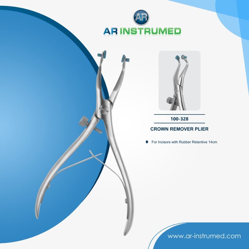 AR INSTRUMED dental incisors crown remover pliers stainless steel UK dental instrument silicone tipped curved beak adjustment pin crown removal tool