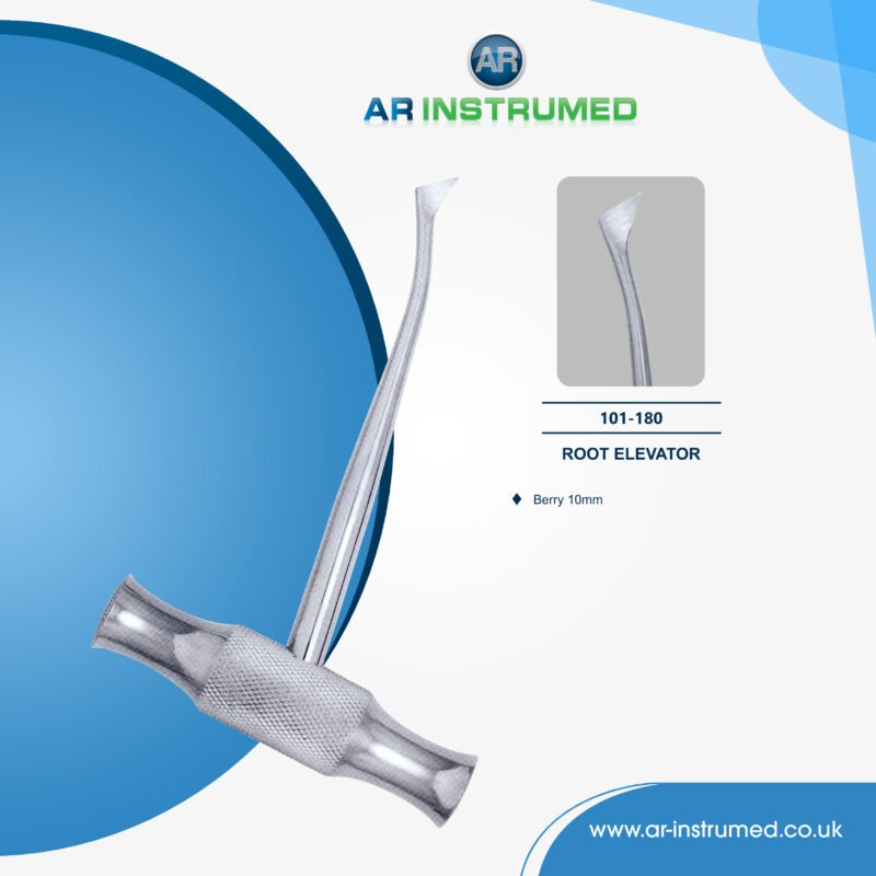 AR INSTRUMED dental berry root elevator 10mm left curved stainless steel UK dental extraction instrument