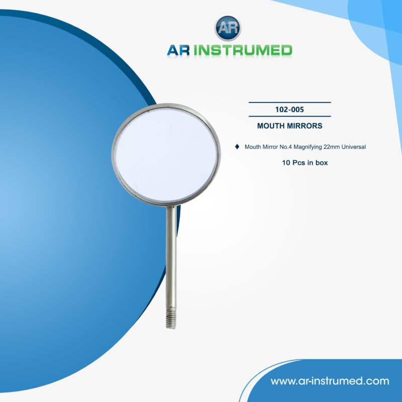 AR INSTRUMED dental mouth mirror 22mm magnifying front surface stainless steel UK oral examination mirror fog free dental instrument magnified view