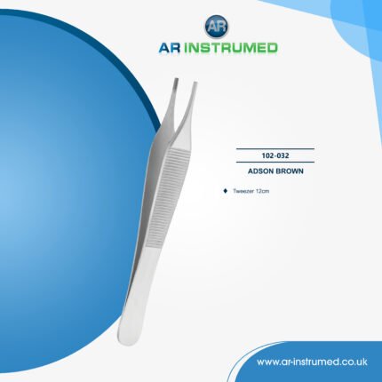 AR INSTRUMED adson brown tweezer stainless steel UK dental instrument serrated beak textured handle tissue holding tool