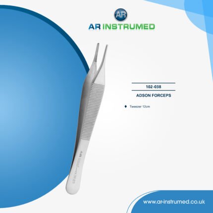 AR INSTRUMED dental micro adson serrated tweezer stainless steel UK fine tip dental instrument ergonomic handle certified dental tool