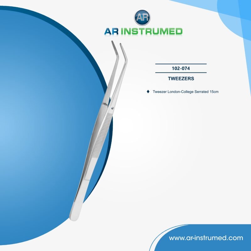 AR INSTRUMED dental serrated college tweezer stainless steel UK cotton roll gauze handling instrument curved beak dental tool
