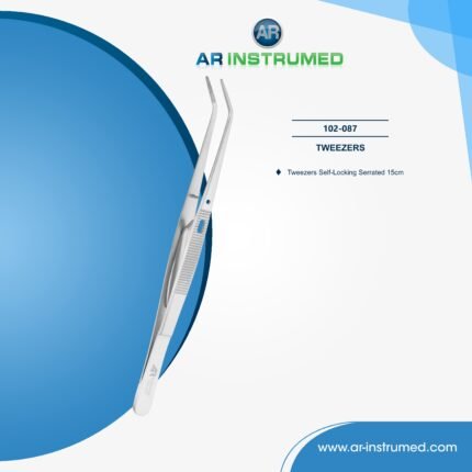 AR INSTRUMED dental self locking serrated tweezer stainless steel UK cotton roll gauze handling instrument curved beak dental tool stable grip