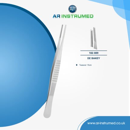 AR INSTRUMED dental DeBakey tweezer stainless steel UK surgical tissue handling instrument serrated zip tip ergonomic non slip dental tool
