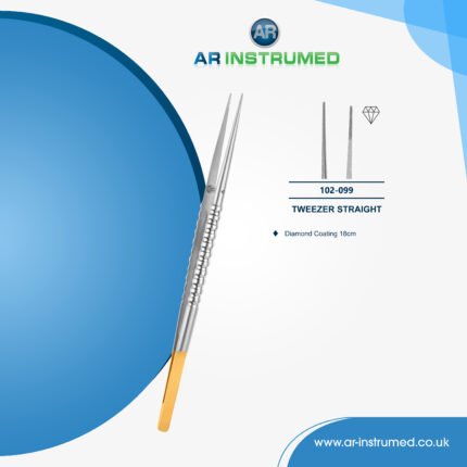AR INSTRUMED diamond coating straight tweezer stainless steel UK dental instrument serrated sharp tip ergonomic non slip handle tissue tool