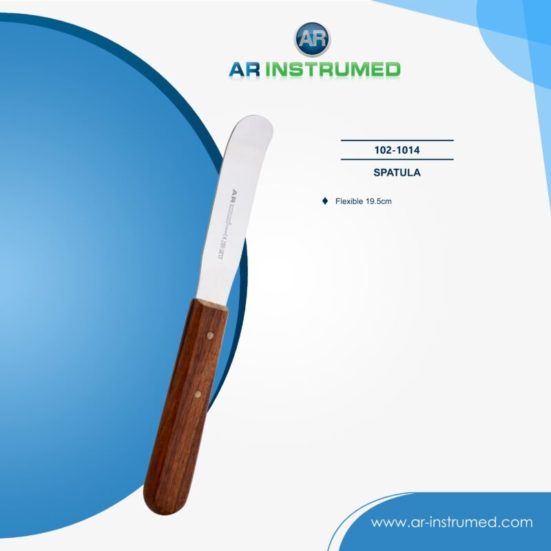 AR INSTRUMED dental alginate mixing spatula stainless steel UK curved tip ergonomic wooden handle alginate plaster mixing tool dental laboratory instrument UK