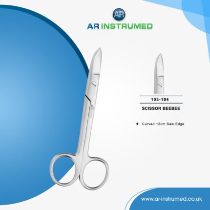 AR INSTRUMED crown curve beebee scissors stainless steel UK dental instrument curved blades metal plastic rubber cutting surgical scissors