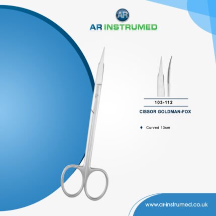 AR INSTRUMED dental goldman fox curved scissors stainless steel UK dental instrument super cut curved blades ergonomic ring handles cutting tool