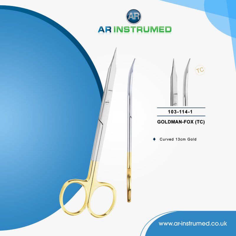 AR INSTRUMED dental TC goldman fox curved scissors stainless steel UK dental instrument tungsten carbide blades ergonomic ring handles surgical scissors