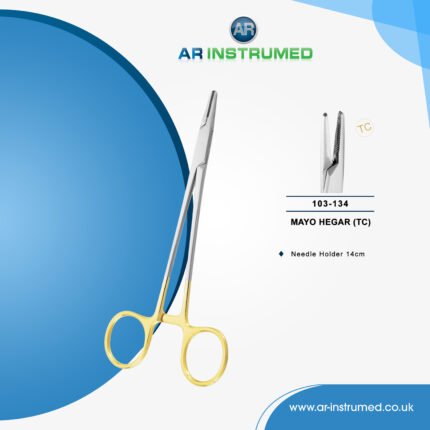 AR INSTRUMED tc crile needle holder stainless steel UK surgical instrument straight serrated beaks ring handle locking dental tool