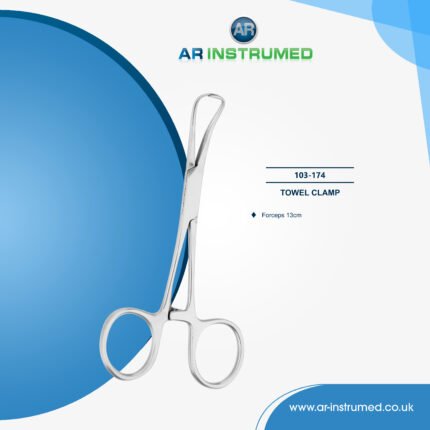 AR INSTRUMED backhaus towel clamp forceps stainless steel UK dental instrument curved pointed tips locking handle surgical clamp tool