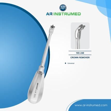 AR INSTRUMED dental universal crown remover stainless steel UK dental instrument left curved tip long stem handle crown removal tool