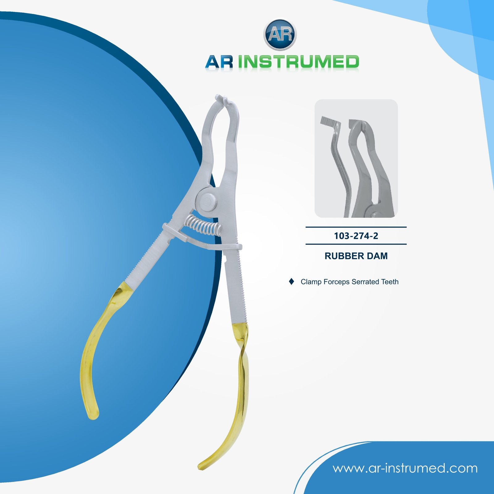 103-274-2 AR INSTRUMED rubber dam clamp forceps stainless steel UK endodontic instrument