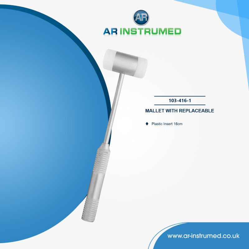 AR INSTRUMED dental mallet implant surgical hammer stainless steel UK dental instrument teflon capped ends ergonomic handle implant tool precision force instrument