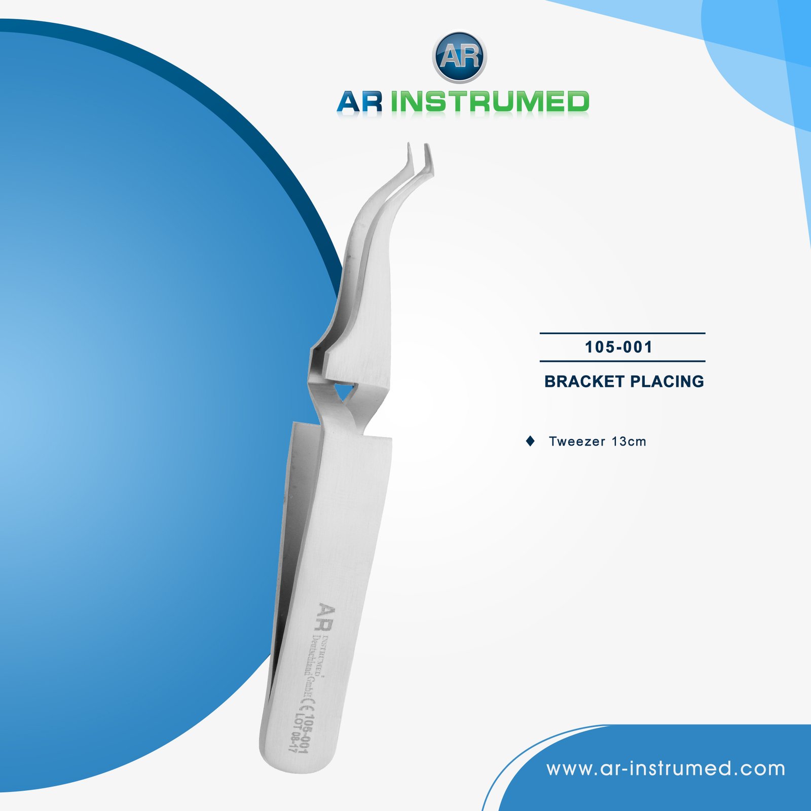 105-001 AR INSTRUMED orthodontic buccal tube tweezer stainless steel UK dental instrument thin tip bracket positioning orthodontic alignment tool