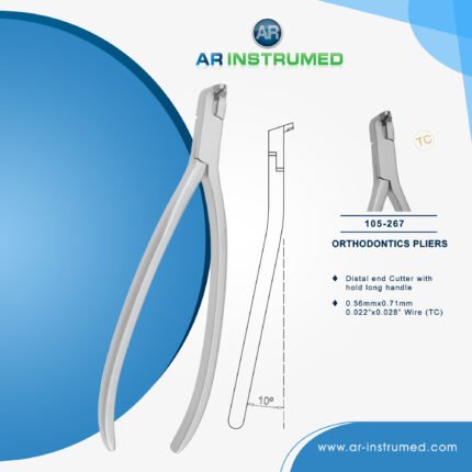 AR INSTRUMED orthodontic TC braces wire cutter stainless steel UK dental instrument tungsten carbide curved tip gold handle orthodontic cutting tool