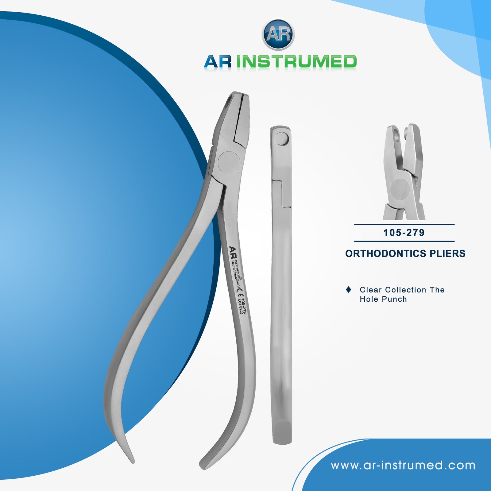105-279 AR INSTRUMED dental ball hook crimping plier stainless steel UK orthodontic instrument loop tip crimping auxiliary wire tool