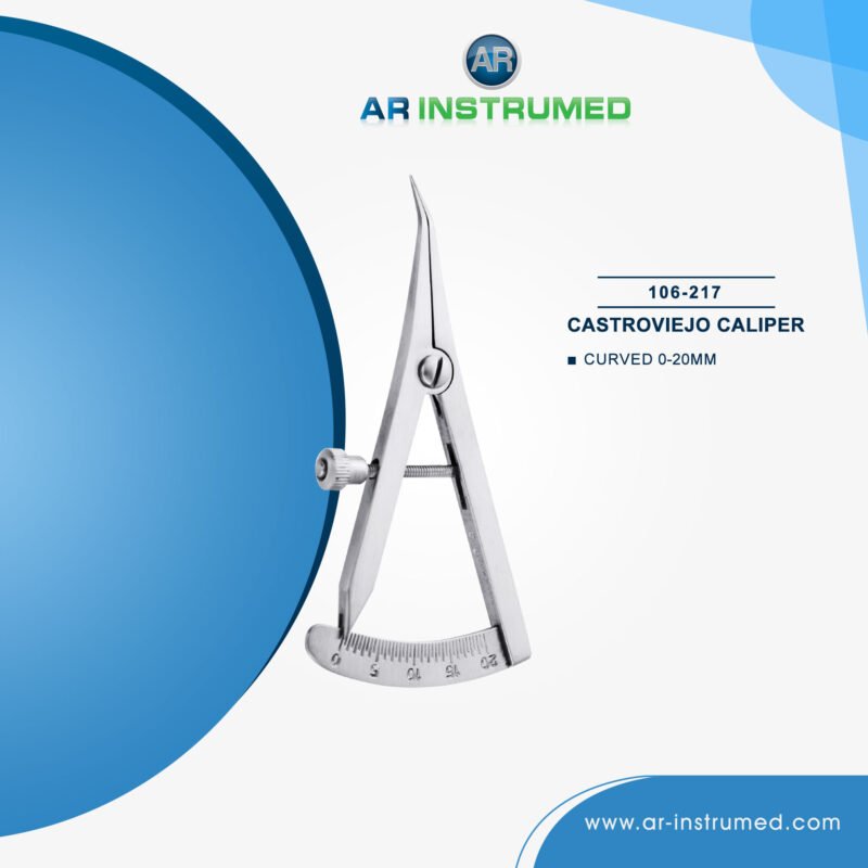AR INSTRUMED dental castroviejo curved caliper stainless steel UK dental instrument curved measuring tips spring action precision measuring too