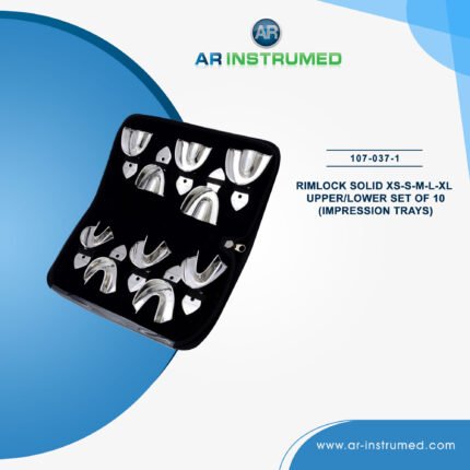 AR INSTRUMED 6 piece dental impression tray set stainless steel UK dental instrument rim lock perforated ergonomic size marked handles non welded sterilizable impression set UK