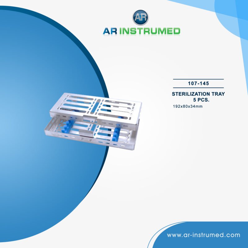 AR INSTRUMED dental autoclave sterilization cassette tray stainless steel UK 182x72x34mm perforated 5 piece heat resistant reusable sterilization box dental instrument UK storage tray
