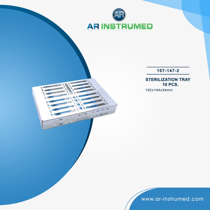AR INSTRUMED dental autoclave sterilization cassette tray stainless steel UK 192x144x34mm perforated 10 piece heat resistant reusable sterilization box dental instrument UK storage tray