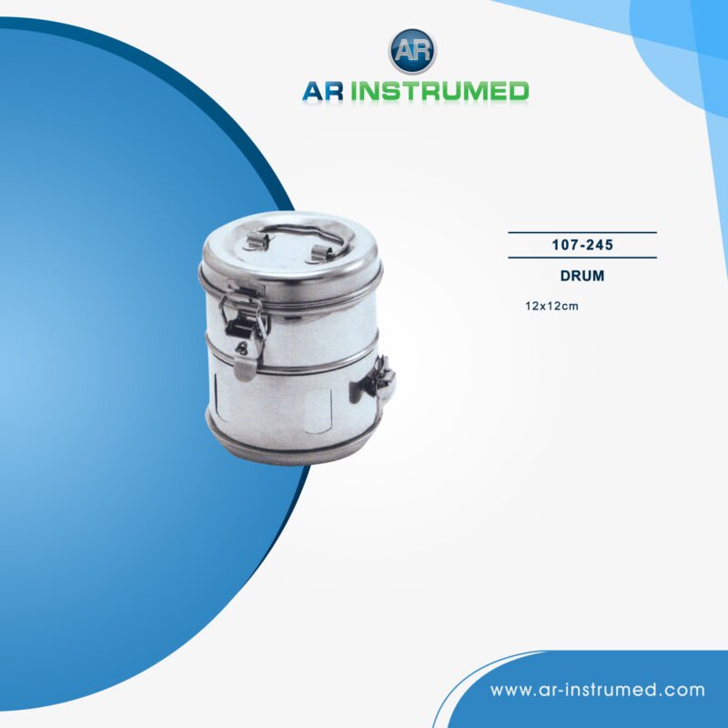 AR INSTRUMED dental sterilization drum stainless steel UK ventilated autoclave container ergonomic easy handle reusable sterilization drum dental instrument UK storage system
