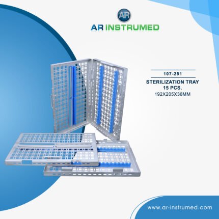 AR INSTRUMED dental autoclave sterilization cassette tray stainless steel UK 192x205x36mm perforated 15 piece heat resistant reusable sterilization box dental instrument UK storage tray