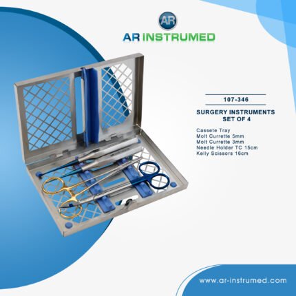 AR INSTRUMED 4 piece dental surgery set stainless steel UK dental instrument molt curettes needle holder kelly scissors surgical set