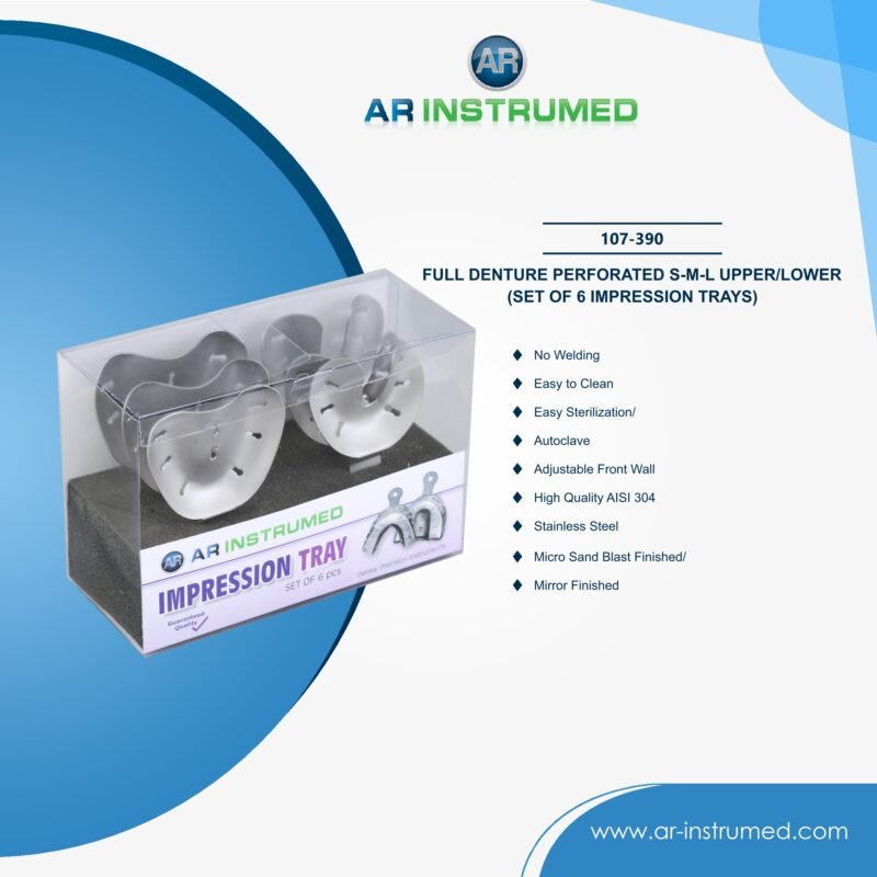 AR INSTRUMED 6 piece dental impression tray set stainless steel UK dental instrument perforated handle impression trays orthodontic tool