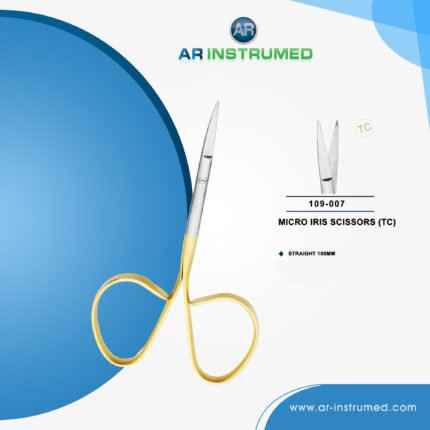 AR INSTRUMED micro iris TC straight scissor stainless steel UK dental instrument serrated straight blade ribbon handle precision cutting tool