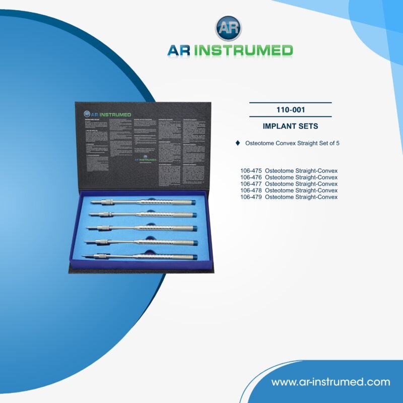 AR INSTRUMED dental straight osteotomes set stainless steel UK dental instrument convex shaped tip implant sinus lift bone condensation tool